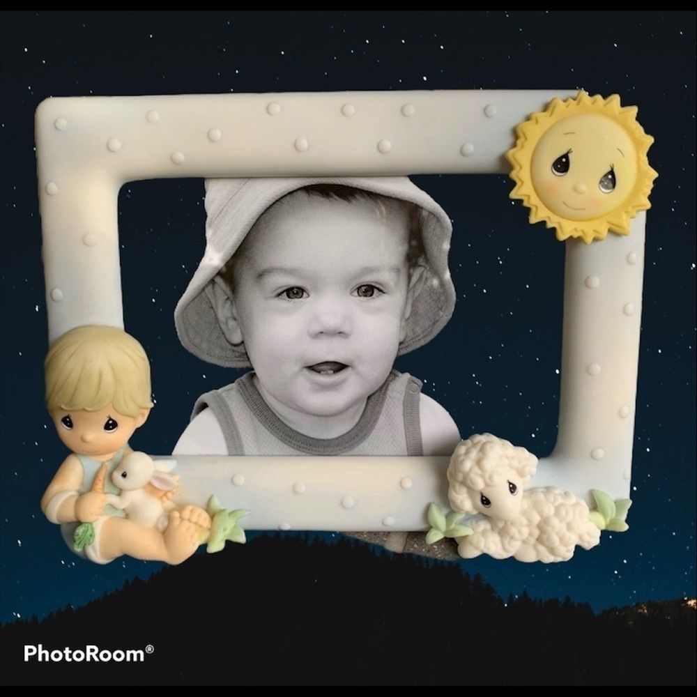 EUC Precious Moments Boy Porcelain Frame ADORABLE